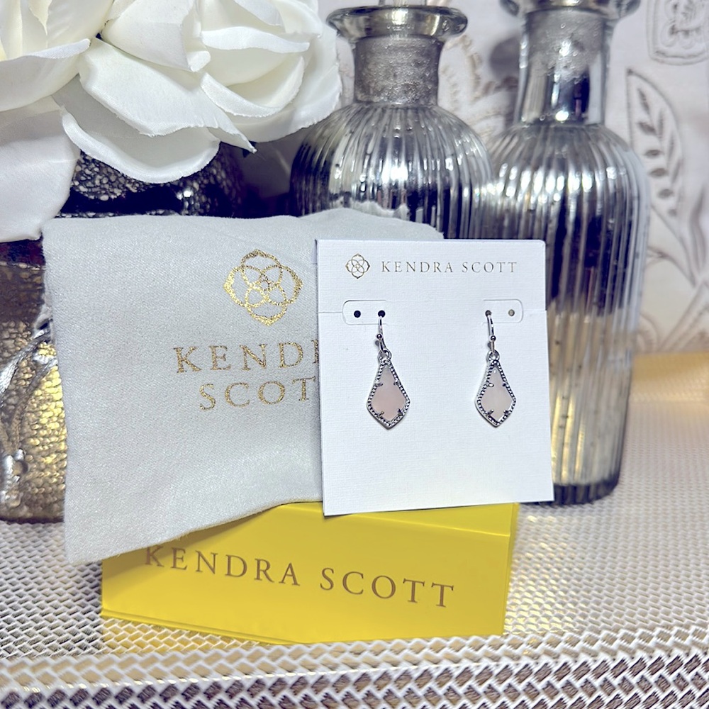 Kendra Scott Silver Rose Quartz Earrings EUC